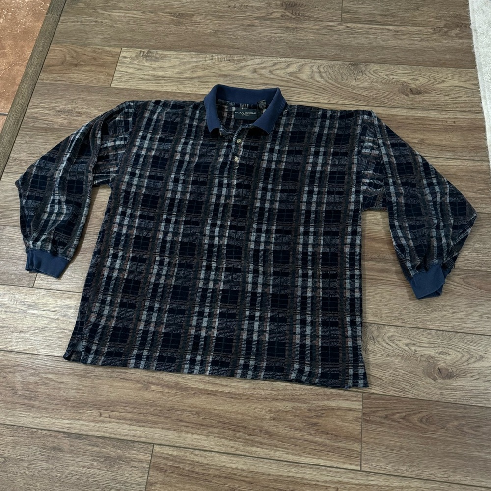 Vintage Evan-Picone Velour Polo Long Sleeve